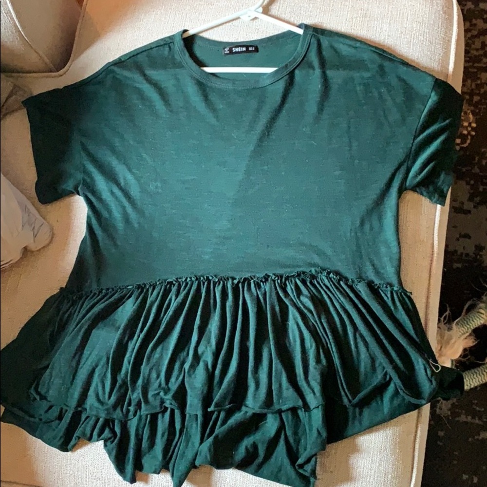Dark green skirted top